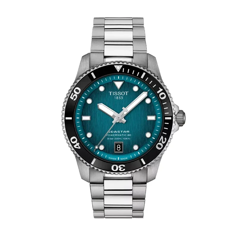 Tissot Seastar 1000 Powermatic 80 Green Dial Men's Watch- T120.807.11.091.00